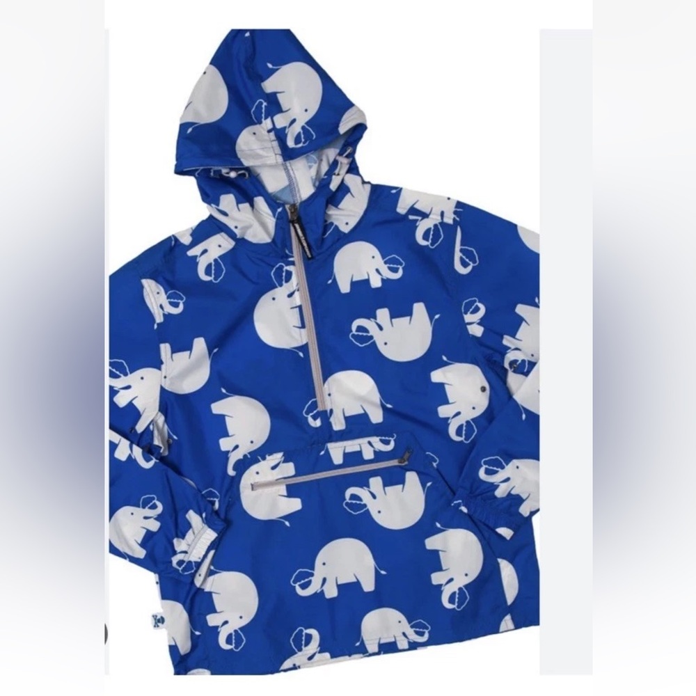 Johnny Cupcakes Packable Hooded Zip Windbreaker, Elephants, Size Large
